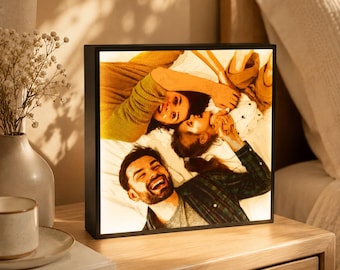 Caisson lumineux photo personnalisé, lampe en lithophane imprimée en 3D, veilleuse LED personnalisée