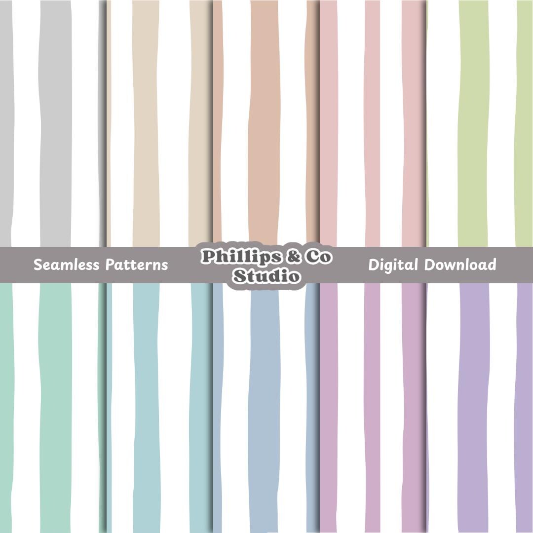 Pastel Organic Stripe Seamless Pattern Bundle Digital Download for ...