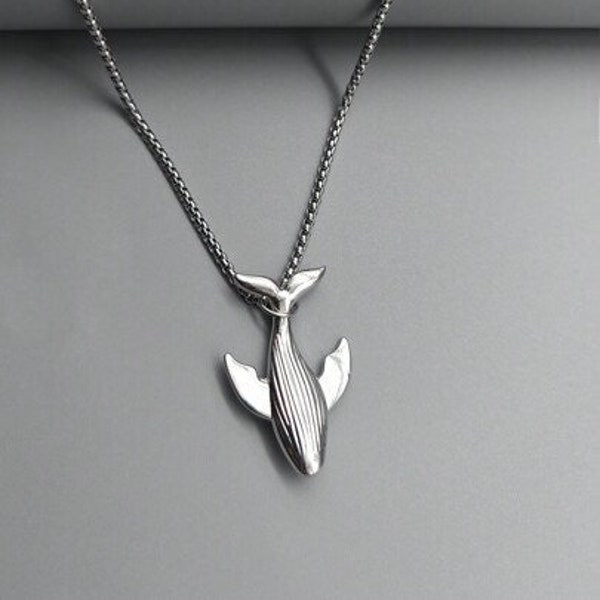 Hip-Hop Street Style Stainless Steel Whale Pendant Necklace - Unisex Daily Wear Accessory