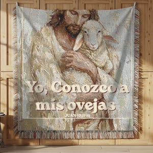 The Good Shepard, Personalized Blanket Scripture Gift, Mom Gift, Cotton Woven Blanket, Missing U Gift, Gift for Baptism, Pastor Day Gift,