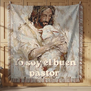 Yo Soy El Buen Pastor, Regalo di Scrittura Regalo Personalizzato per Mamma Cristiana Coperta Intrecciata in Cotone Regalo Mi Manchi per Regalo Bibbia Personalizzato per Battesimo