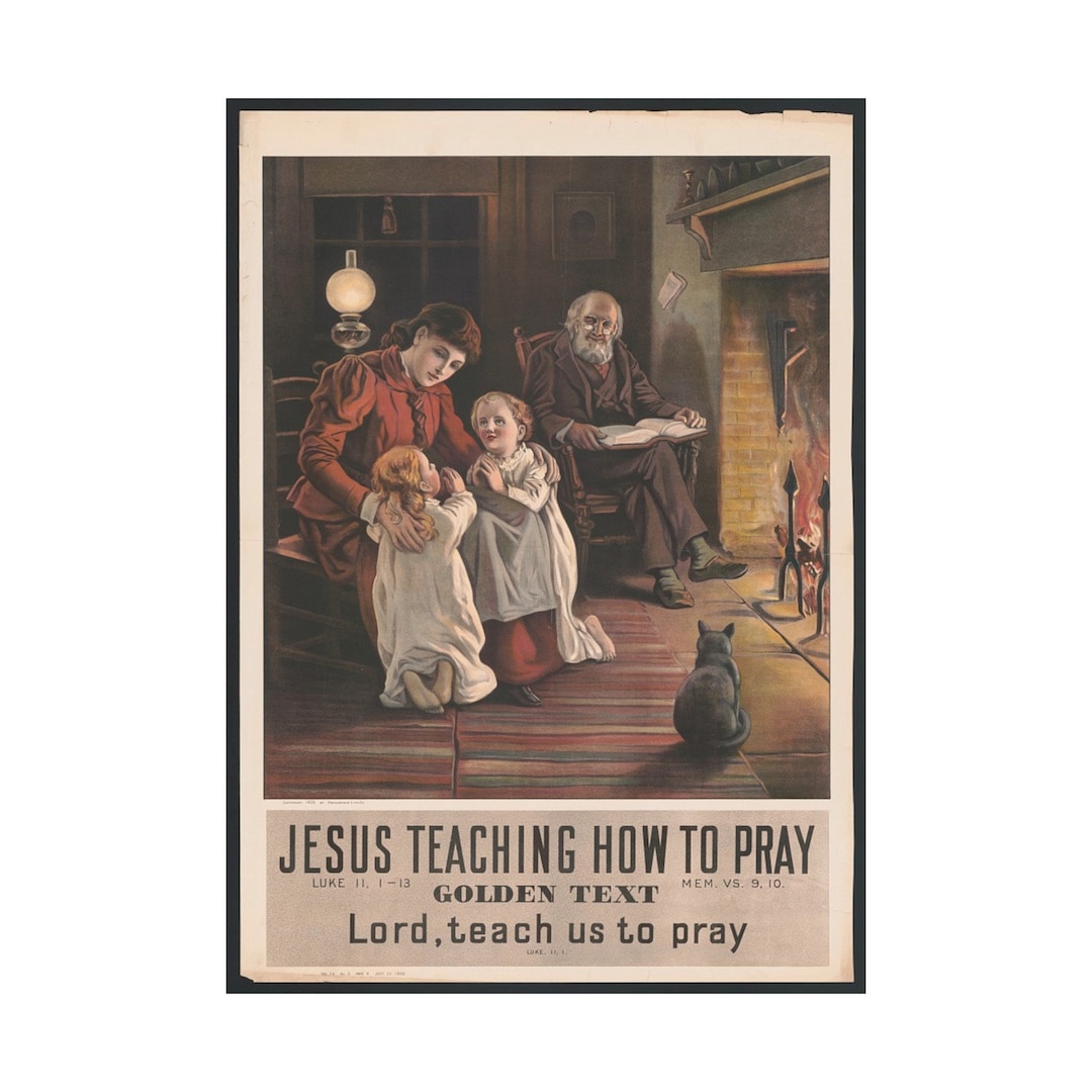 Jesus teaching how to pray 1905 matte vertical poster etsy