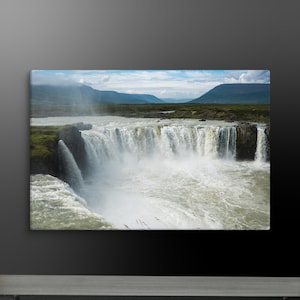 Waterfall Canvas Wall Art – Godafoss Iceland Photography – Nordic Nature Print – Multiple Sizes – 3:2 Aspect Ratio