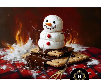 Christmas Snowman Decoupage Tissue Paper for Furniture, Brownie Kitchen Scene