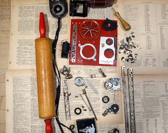 Vintage Rustic Assemblage Art Supplies Mixed Media Collage