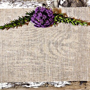 Rustic Burlap Purple Floral Photoshop Mock Up Blog Design Styled Photography Digital Graphics Website Background Commercial Use