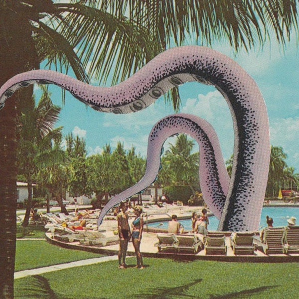 Original Collage Art, Funny Florida Artwork, Retro Postcard