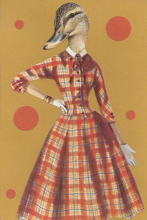 Arte Original Del Collage Arte Del Pato Arte De La Pared Del Etsy
