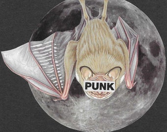 Original Collage Art, Punk Bat Artwork, One of a Kind Art