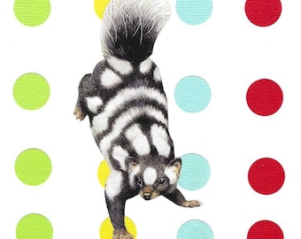 Original Collage Art - Skunk Paper Artwork - Quirky Animal Decor