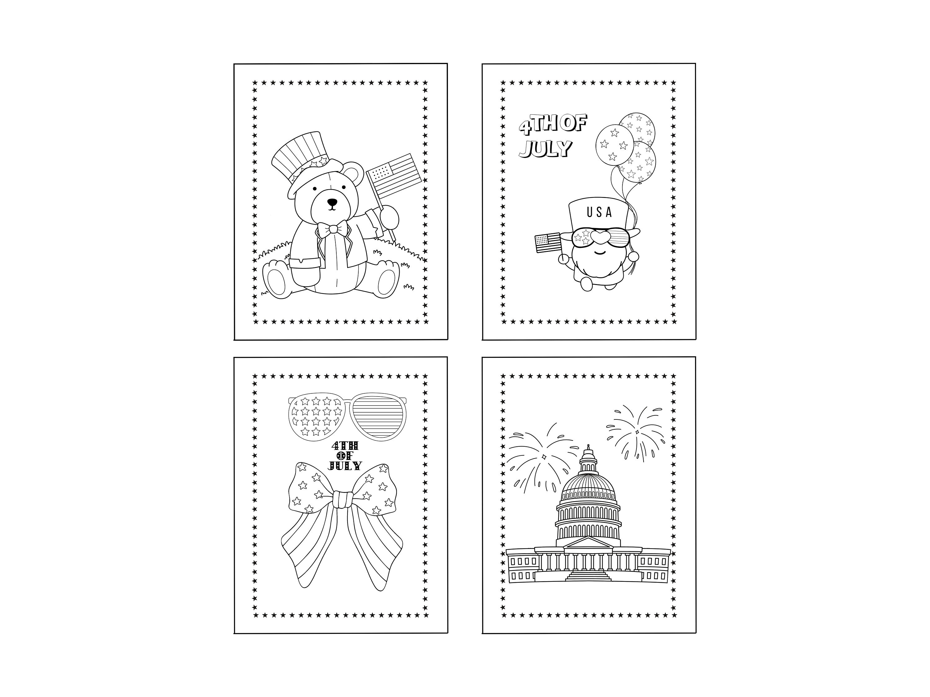 Patriotic Fourth of July Coloring Book With 20 One-sided Images for