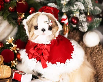 white christmas dresses Pet Christmas Clothes Santa Claus' Reindeer Costume Winter Outfit For main image 0