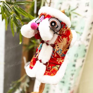 Customizable New Years Dog Costume, Dancing Tiger Red Hooded Coat for Large Dogs and Cats, Chinese Spring Festival Pets Clothes Winter