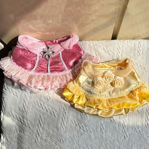 Halloween Princess Costume Bandana for Cats and Dogs, Inspired from Princess Belle and Aurora, Royal Court Outfit Birthday Party Pets Bibs
