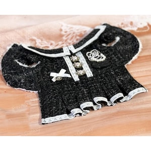 Customizable Dog Tweed Dress, Vintage Black Tweed Dress for Large Dogs and Cats, Fall Winter Pets Clothes, Dogs Birthday Outfits Party Dress