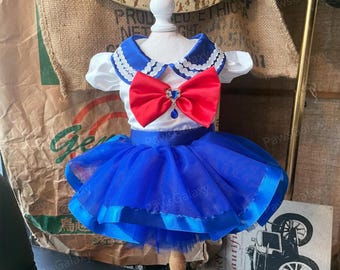 Customizable Sailor Scouts Dog Costume Halloween Dress Up, Halloween Cosplay Party Dress for Large Dogs and Cats, Pets Clothes Birthday Prom
