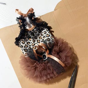 Customizable Dog Halloween Costume, Leopard Print Tulle Dress for Large Dogs and Cats, Cosplay Party Dress Pets Birthday Clothes