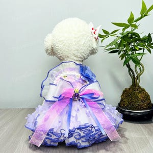 Anpassbares Hochzeitshundekleid, lila Tüllkleid für große Hunde und Katzen, Welpen-Geburtstags-Partykleid, Sommerhaustier-Kleidung, Blumenkleid