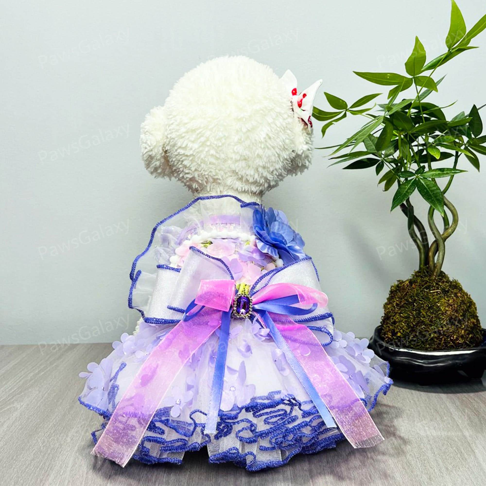 Customizable Wedding Dog Dress, Purple Tulle Dress for Large Dogs