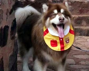 Disfraz de Halloween personalizable para perro, uniforme de personal de comida rápida, bandana con babero para perros y gatos grandes, disfraz de Halloween para cosplay, ropa para mascotas.