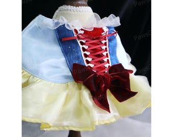 Halloween Pet Bandana snow-white Princess Costume, Yellow Blue Red Collar Bib for Cats & Dogs, Custom Size Pets Bibs, Gift for Pet Lovers