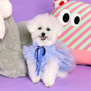 Customizable Wedding Dog Dress, Breathable Dusty Blue Tulle Dress for Cats and Large Dogs, Puppy Birthday Party Dress, Summer Pets Clothes