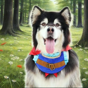 Halloween Prince Dog Bandana, Custom Sizing Pets Bibs Prince Charming&#39;s Knight Florian Costume, Blue Court Style Bandana for Dogs and Cats
