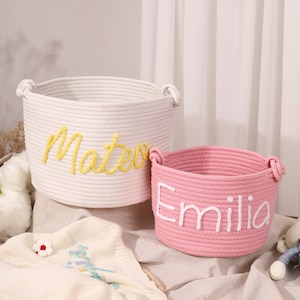 Personalisierter Babykorb, Benutzerdefinierter Name Korb, Spielzeug Aufbewahrungskorb, Baumwollbaby-Badekorb, Hauptlagerung, Babypartygeschenk, Neugeborenen Geschenk