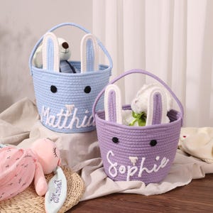 Hasen Ohren Babykorb | Benutzerdefinierte Name Korb | Spielzeug Aufbewahrungskorb | Baumwolle Babykorb | Kinderzimmer Organizer | Neugeborenen Andenken | Dusche Geschenk