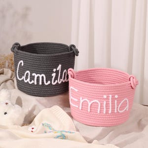 Personalisierter Babyparty-Geschenkkorb, handgemachter Baby-Geschenkkorb, Baumwollseilkorb, Spielzeugkorb, Neugeborenen Geschenk, Babykorb