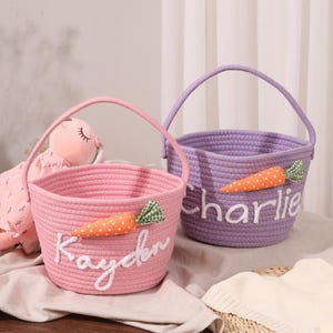 Benutzerdefinierte Name Baby Aufbewahrungskorb, niedlichen Karotte Design, Baumwolle Spielzeug Organizer, Kinderzimmer Dekor, Neugeborenen Taufgeschenk