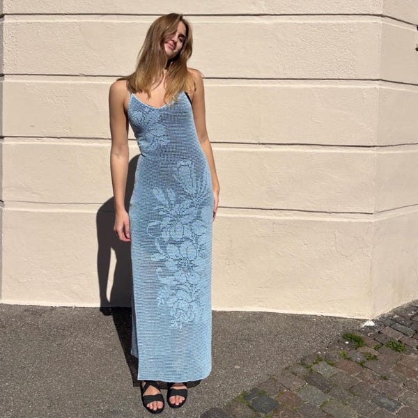 Crochet pattern Flower maxi dress, the original Silma design