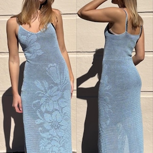 Crochet pattern Flower maxi dress/ Hækle opskrift blomster maxi kjole