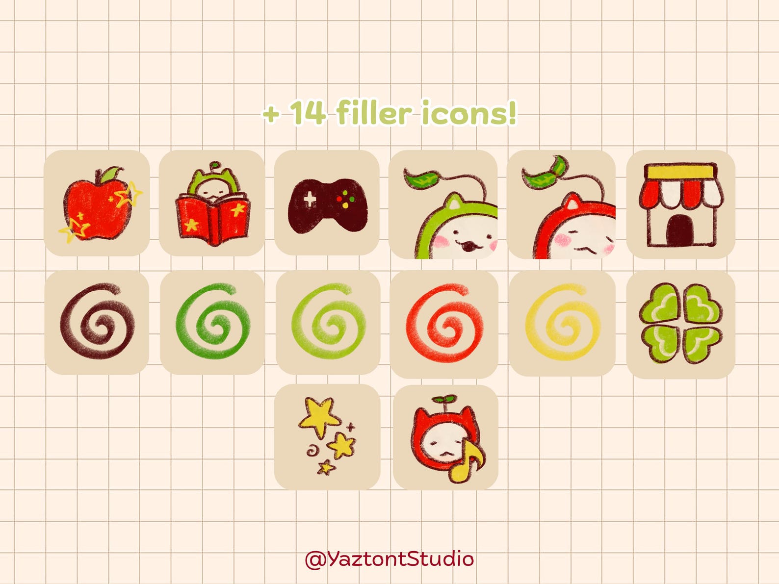 Hand Drawn App Icon Pack: Applecore Ios/android Theme (digital Download ...