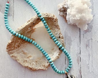 Howlite and Bone Cactus Pendant Necklace, Boho Statement Jewelry