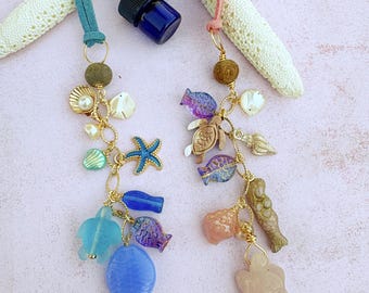 Ocean Breeze Aromatherapy Car Charm | Coastal Hanging Diffuser | Beachy Rearview Mirror Accessory | Handmade Sea Life Charm