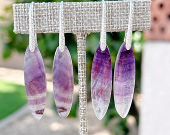 Orecchini pendenti in fluorite viola, orecchini minimalisti, gioielli in pietra naturale BoHo, orecchini moderni, regalo, la tua scelta, gioielli di cristallo