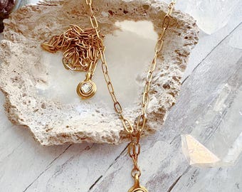 Gold Paperclip Chain Heart Necklace – 18K Waterproof Stainless Steel