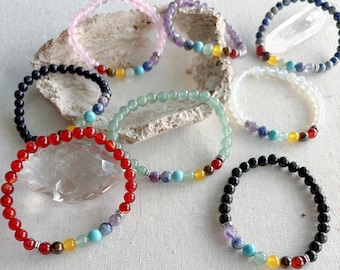 7 Chakra Gemstone Bracelet | Healing Crystal Beaded Bracelet | Yoga Meditation Jewelry | Energy Balance Gift