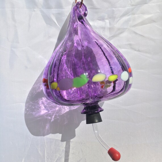 Gorgeous Hummingbird Feeder Amethyst Purple Blown Glass Etsy