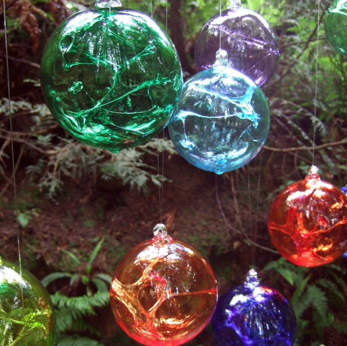 Hand Blown Glass Witch Ball Turquoise Blue Etsy