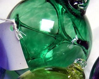 Hand Blown Glass Witch Ball - Green