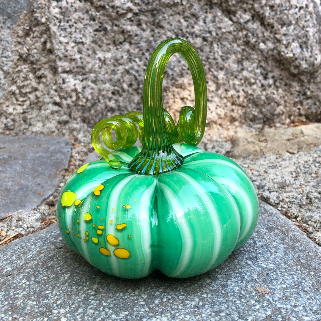 Jade Blossom Scatter Hand Blown Glass Pumpkin Etsy