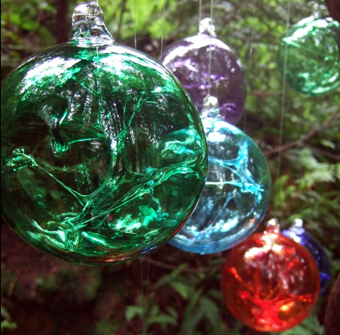 Hand Blown Glass Witch Ball Green Etsy