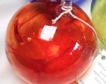 Hand Blown Glass Witch Ball - Red