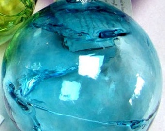 Hand Blown Glass Witch Ball - Turquoise Blue