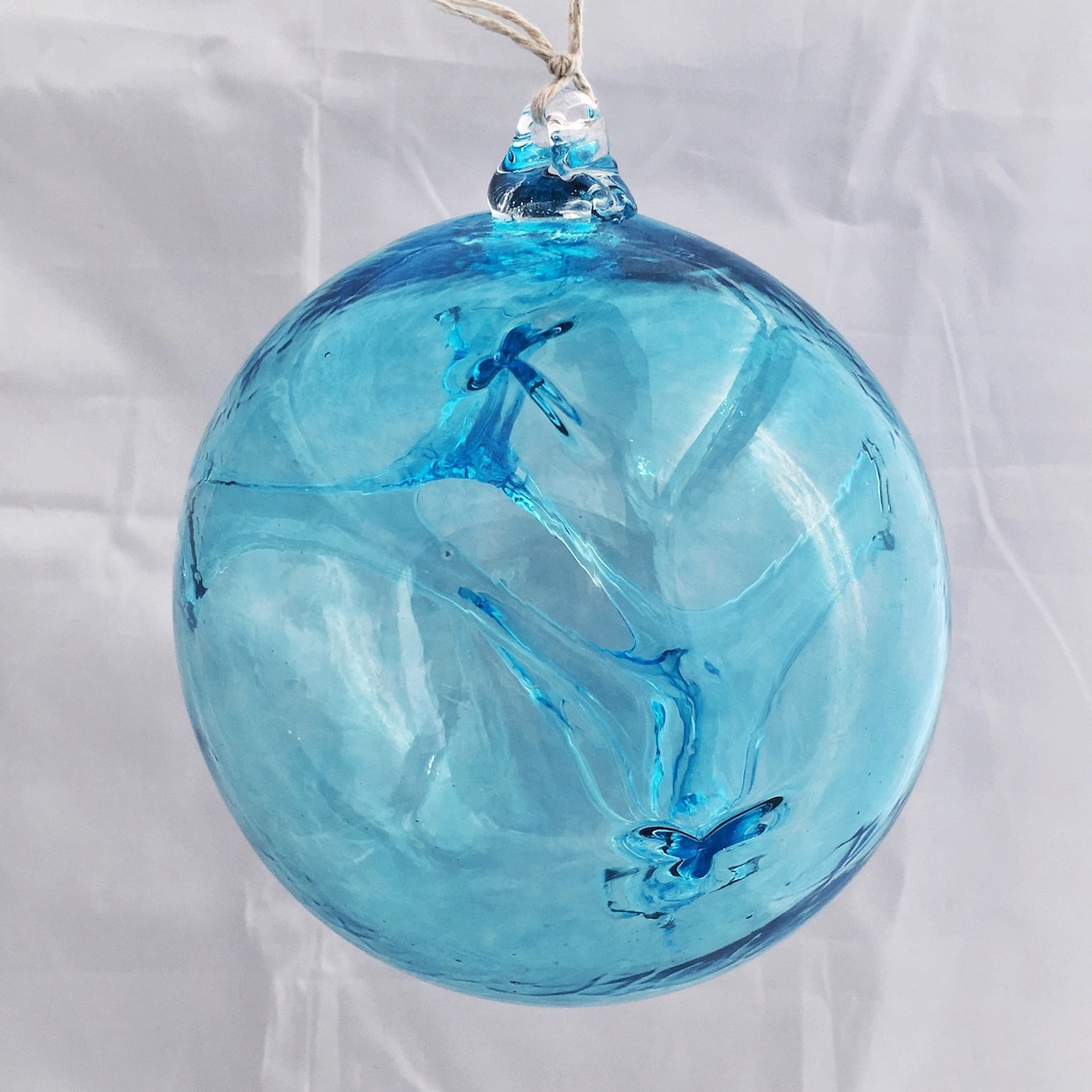 Hand Blown Glass Witch Ball Turquoise Blue Etsy