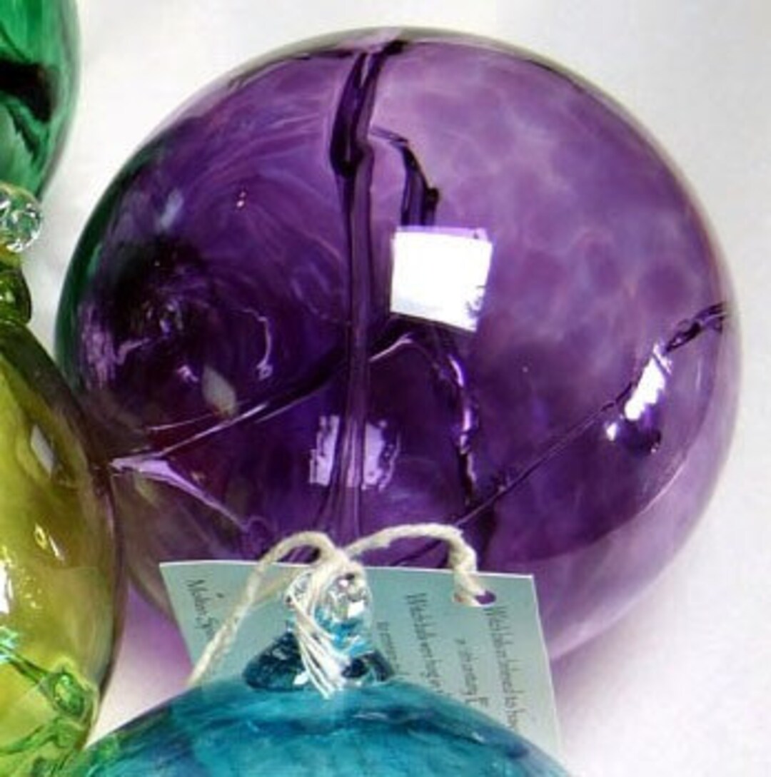 Hand Blown Glass Witch Ball Purple Etsy