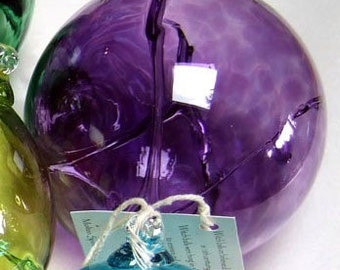 Hand Blown Glass Witch Ball - Purple