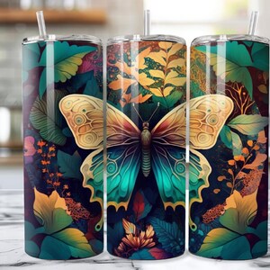Butterfly Sublimation Designs 20oz Skinny Tumbler Wrap Design PNG, Butterfly Tumbler Png, Straight Tumbler Design Butterfly Theme,